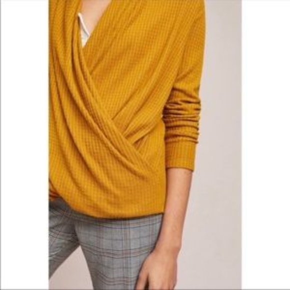 Anthropologie Akemi + Kin Mustard Wrap Sweater - Picture 2 of 8